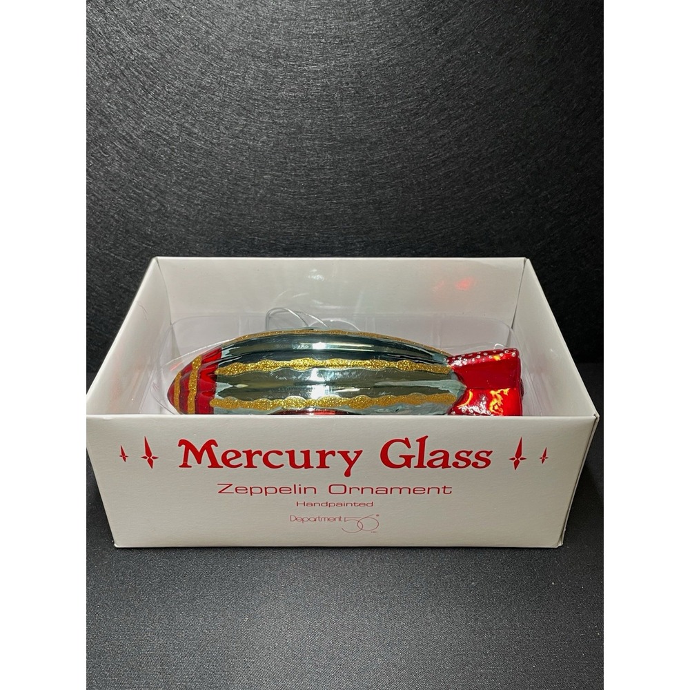Vintage 1998 Dept 56 Mercury Glass Zeppelin Airship Large Ornament. Original Box